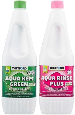 Комбо-комплект жидкостей Thetford "Aqua Kem Green" (1.5л) +"Aqua Rinse Plus" (1.5л)